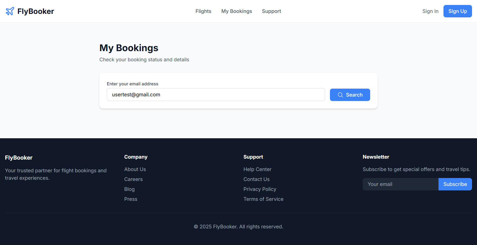My Bookings Page
