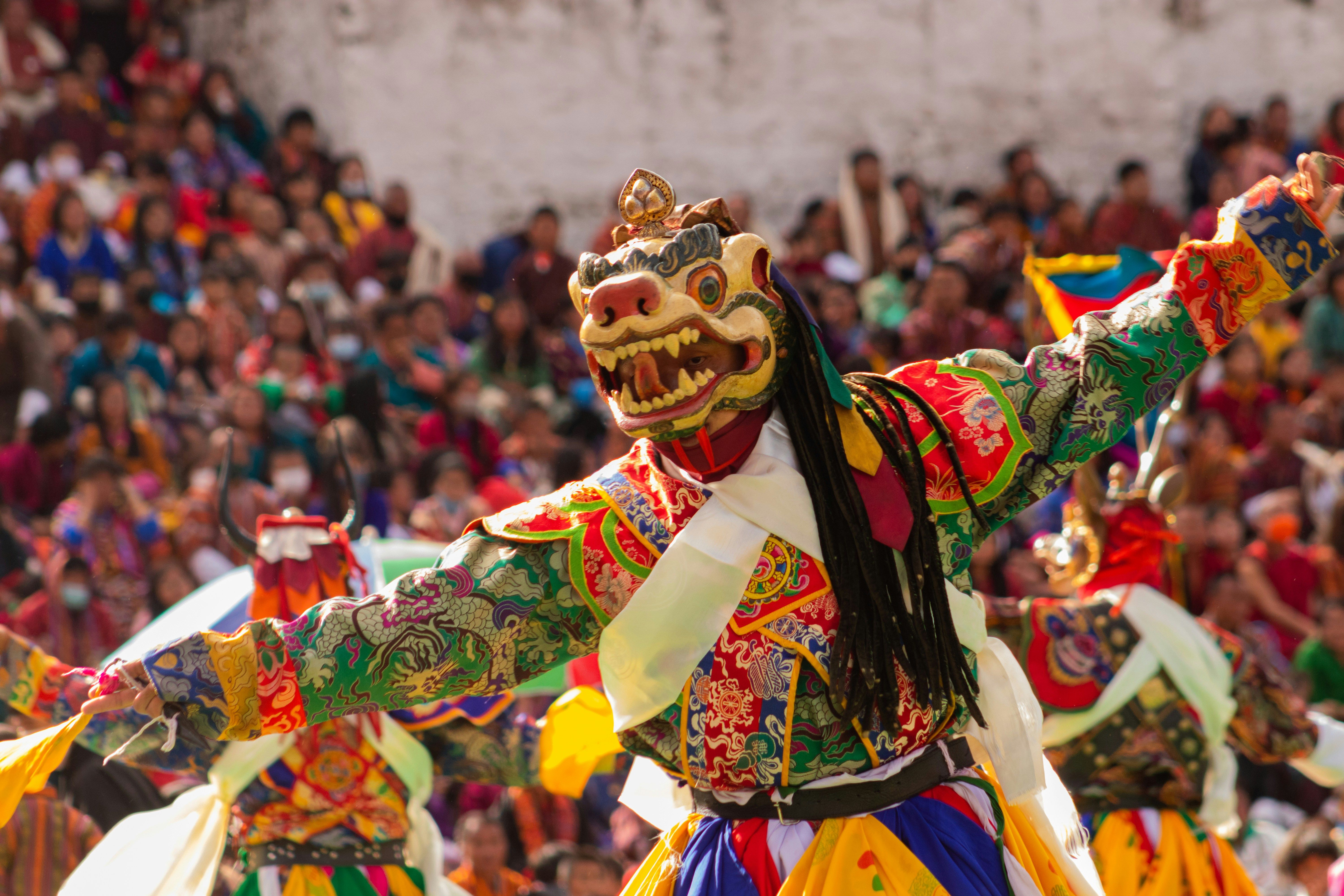 Tsechu Festival traditional masks and costumes