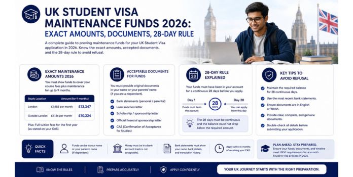 UK Student Visa Maintenance Funds 2026: Amounts & Rules