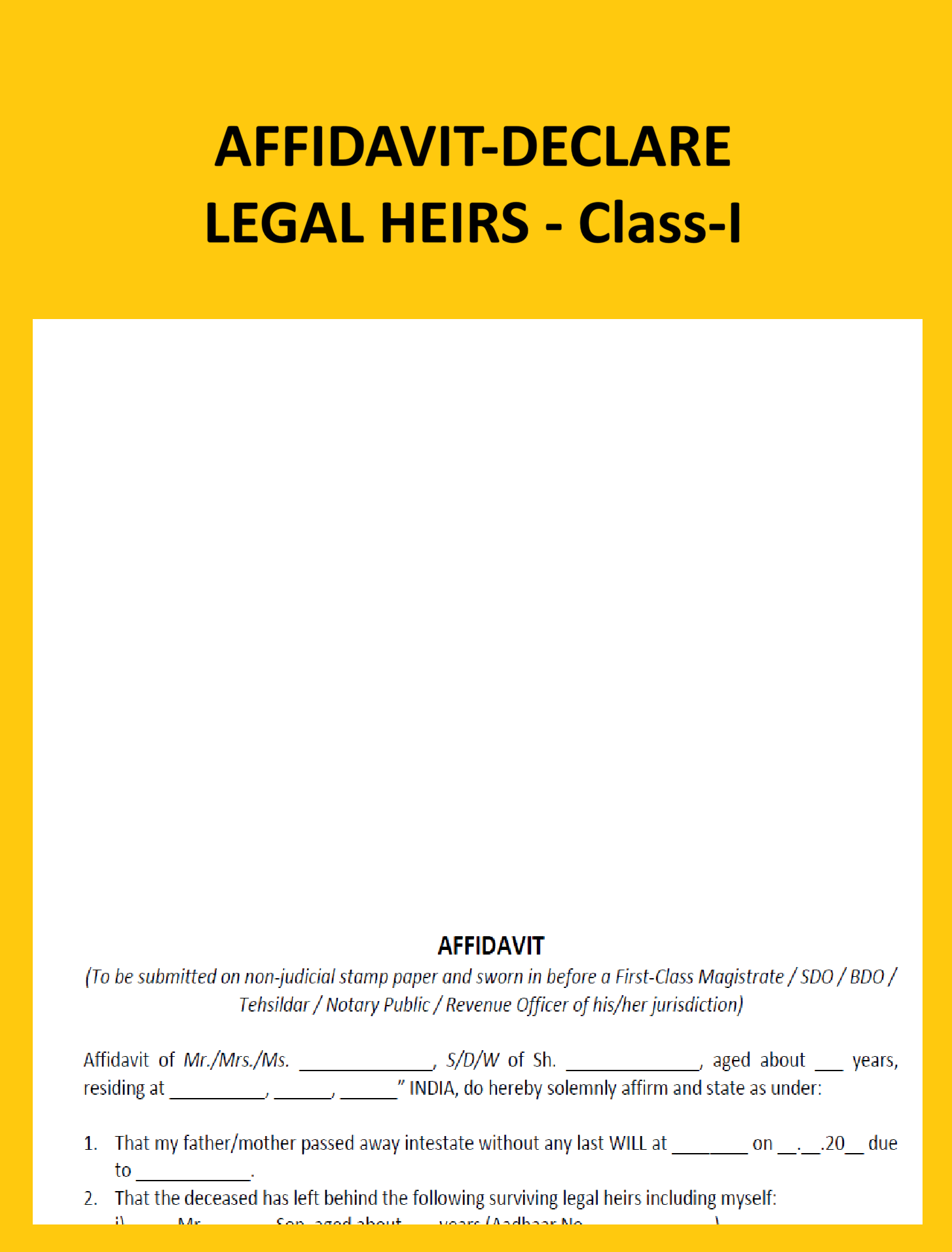 Affidavit-Declare Legal Heirs Class-I