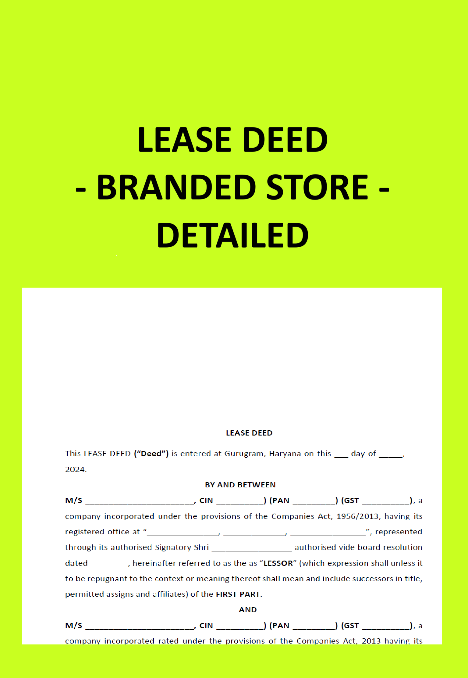 Lease Deed Branded Store Detailed