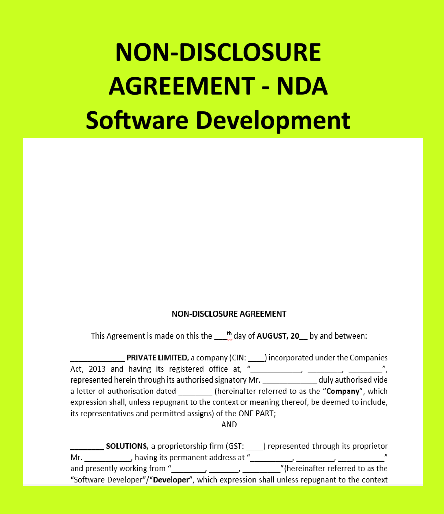 Non-Disclosure Agreement - NDA Software Development