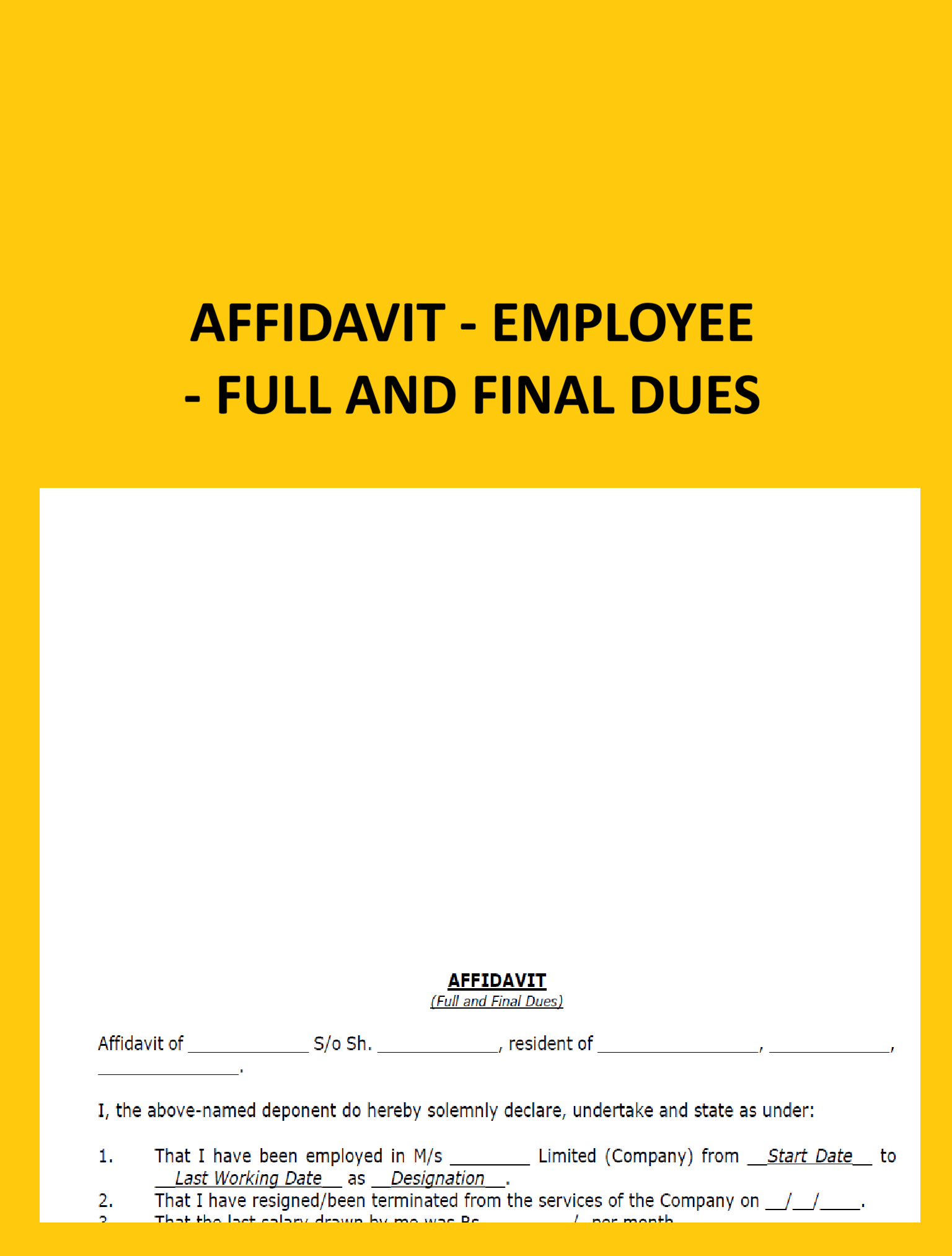 Affidavit-Employee Full and Final Dues