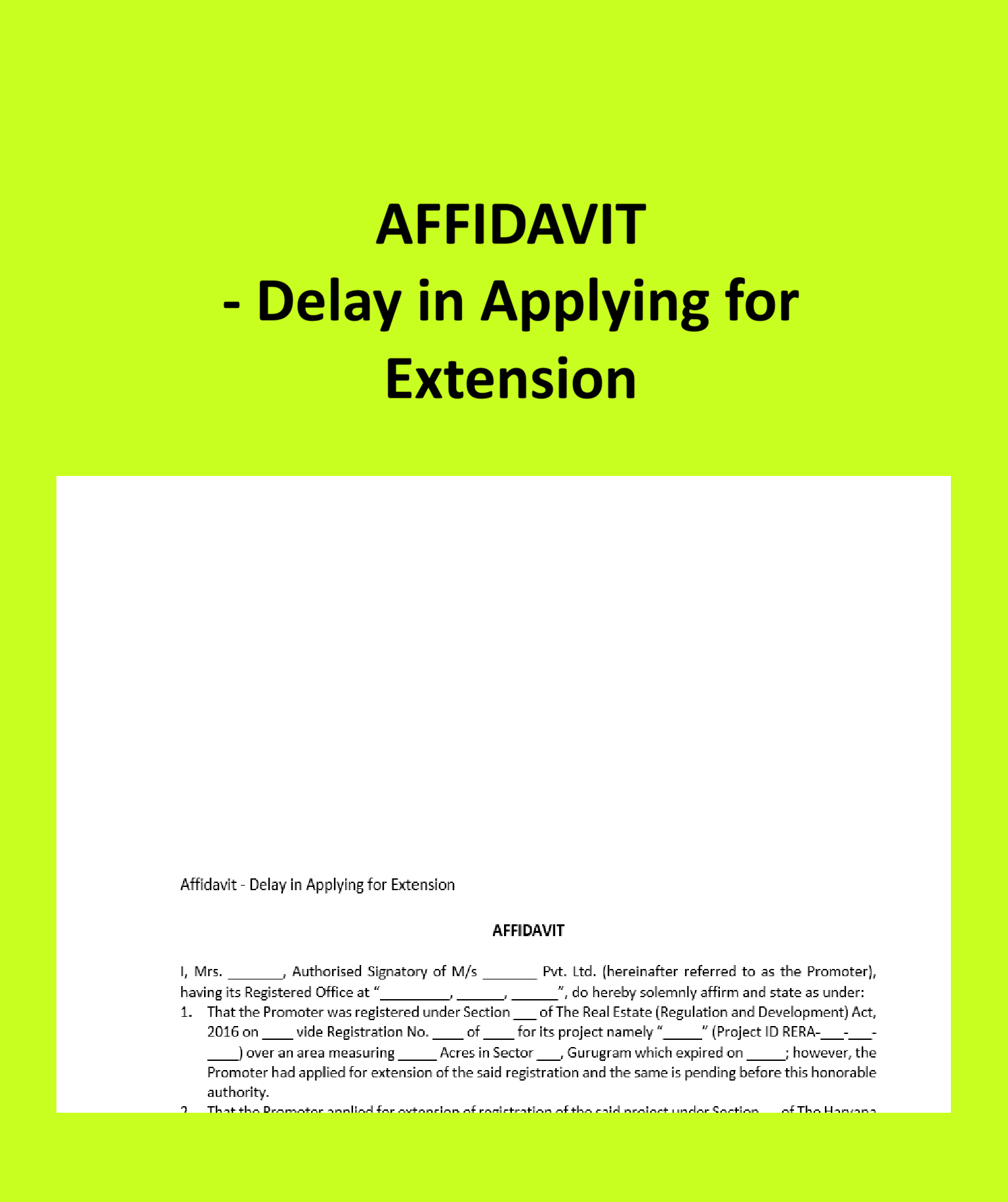 Affidavit - Delay in Applying for Extension