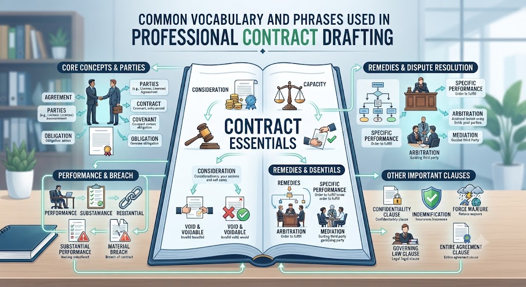 COMMON VOCABULARY AND PHRASES USED IN PROFESSIONAL CONTRACT DRAFTING
