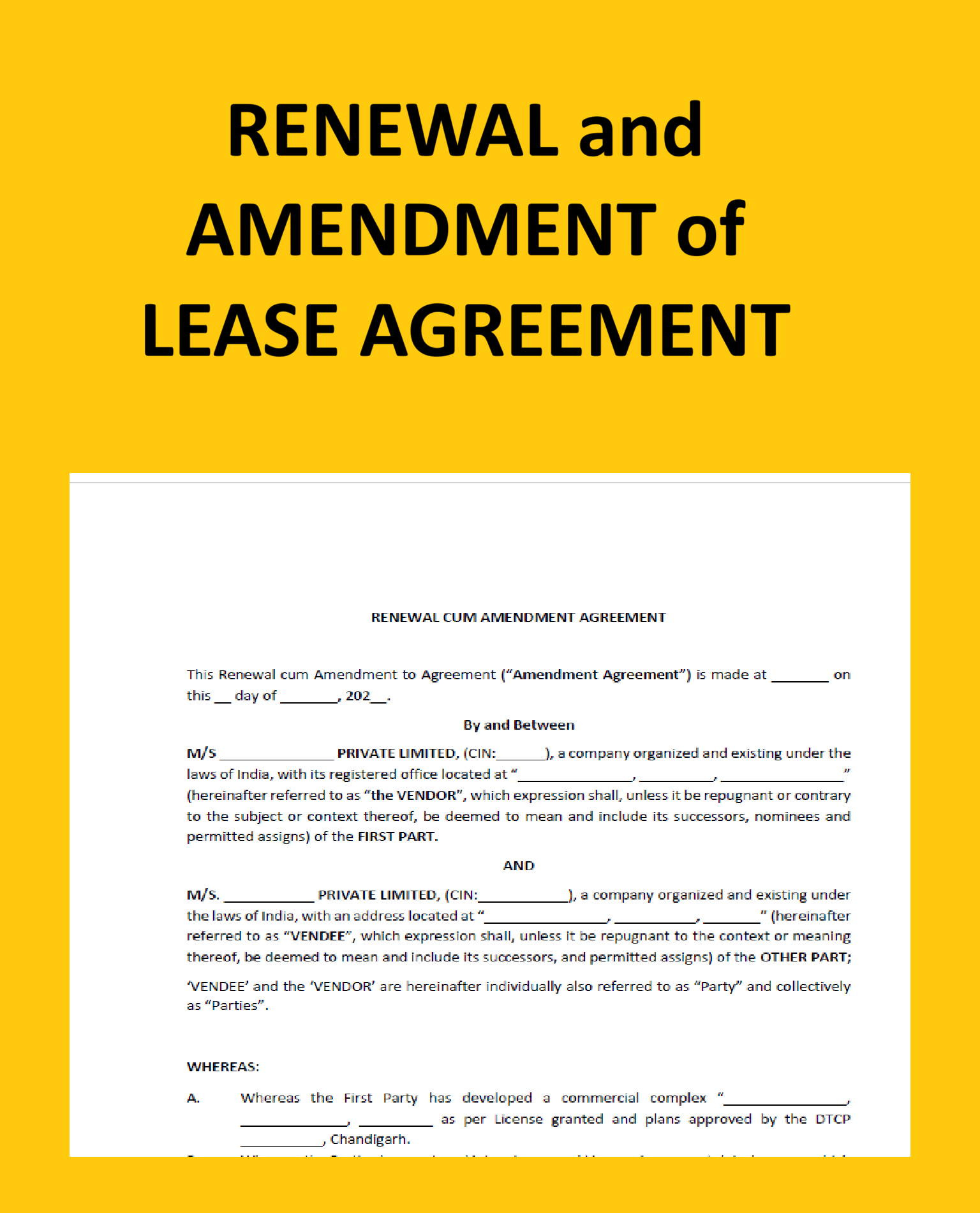 Renewal and Amendment of Lease Agreement