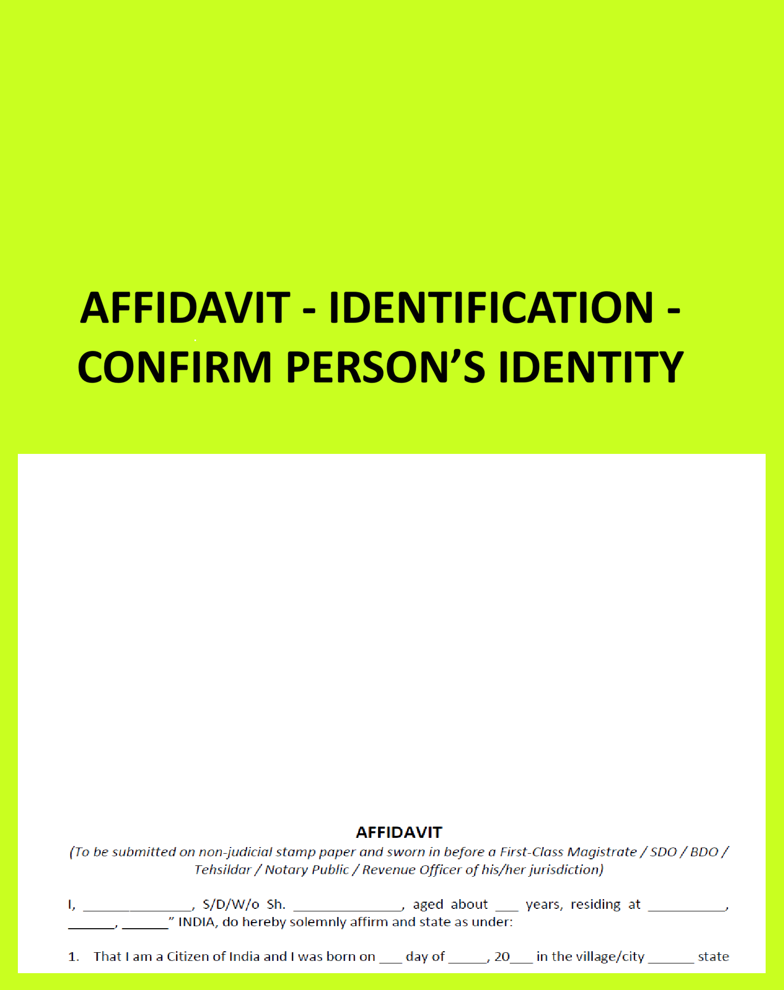 Affidavit-Confirm Person’s Identity