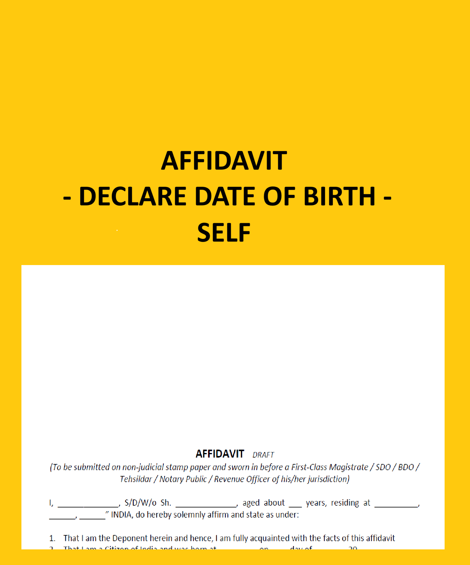Affidavit-Declare Date of Birth - Self