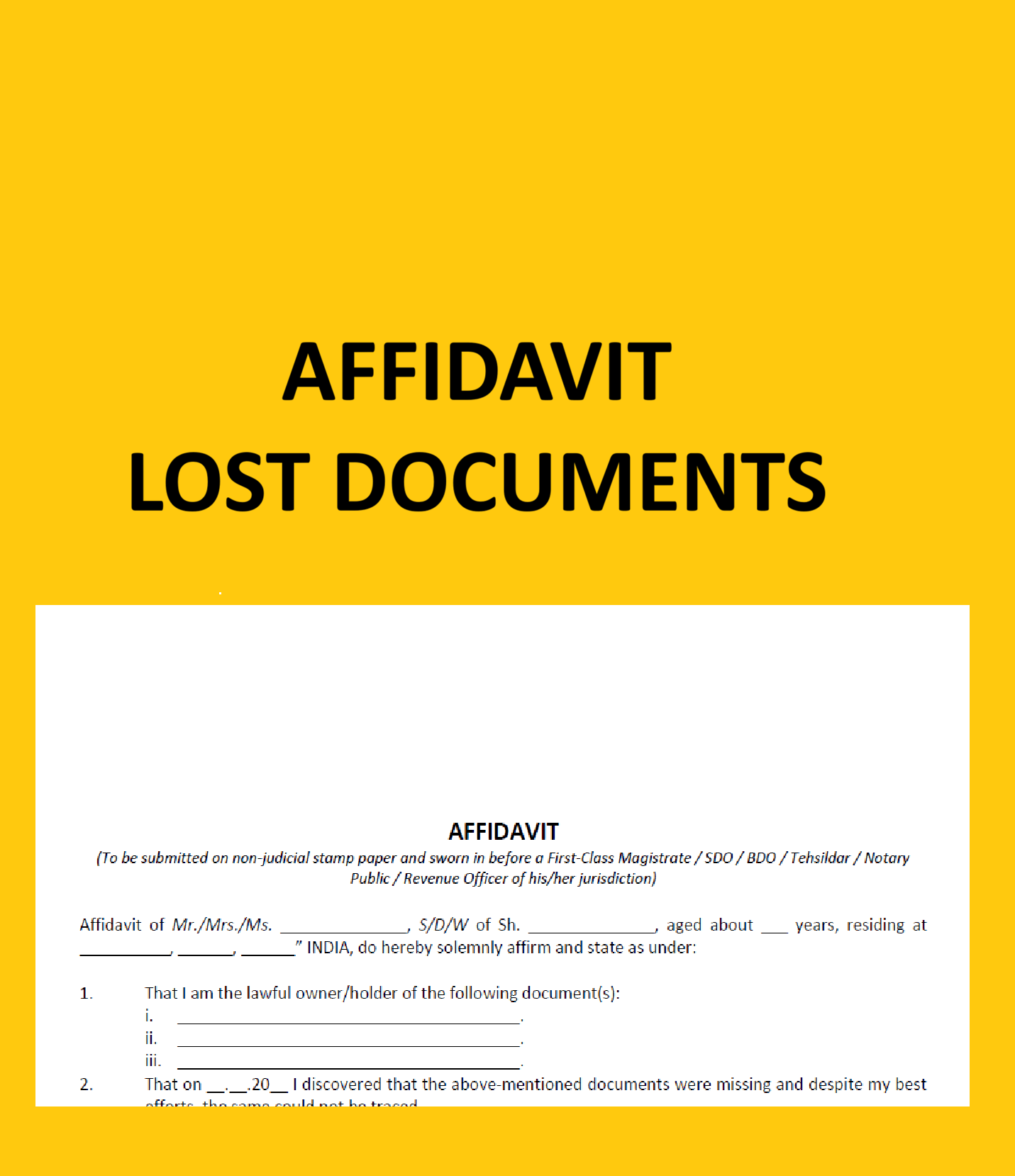Affidavit-Lost Documents