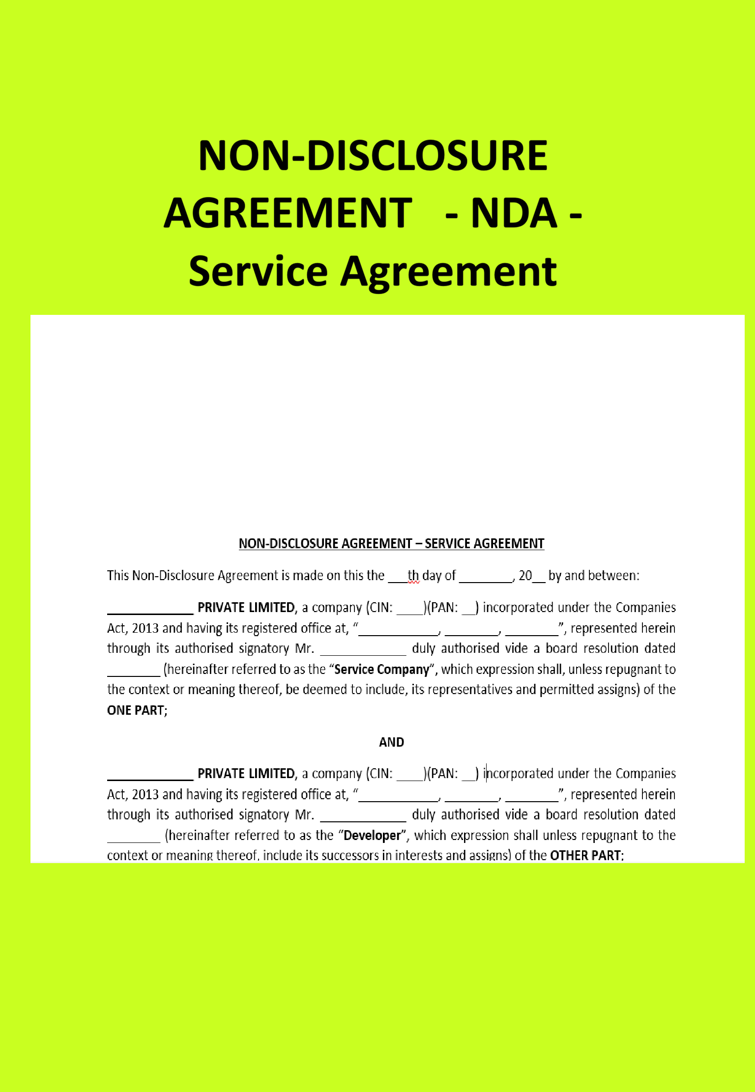 Non-Disclosure Agreement-NDA-Service Agreement