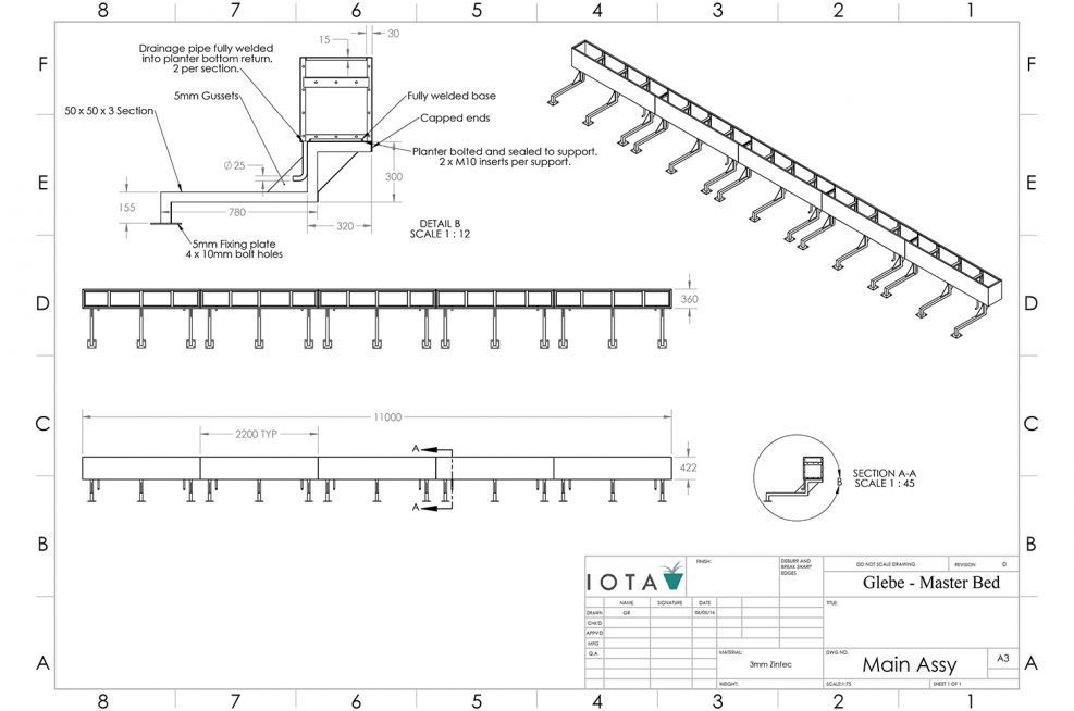 Planters with drainage for Glebe master bed