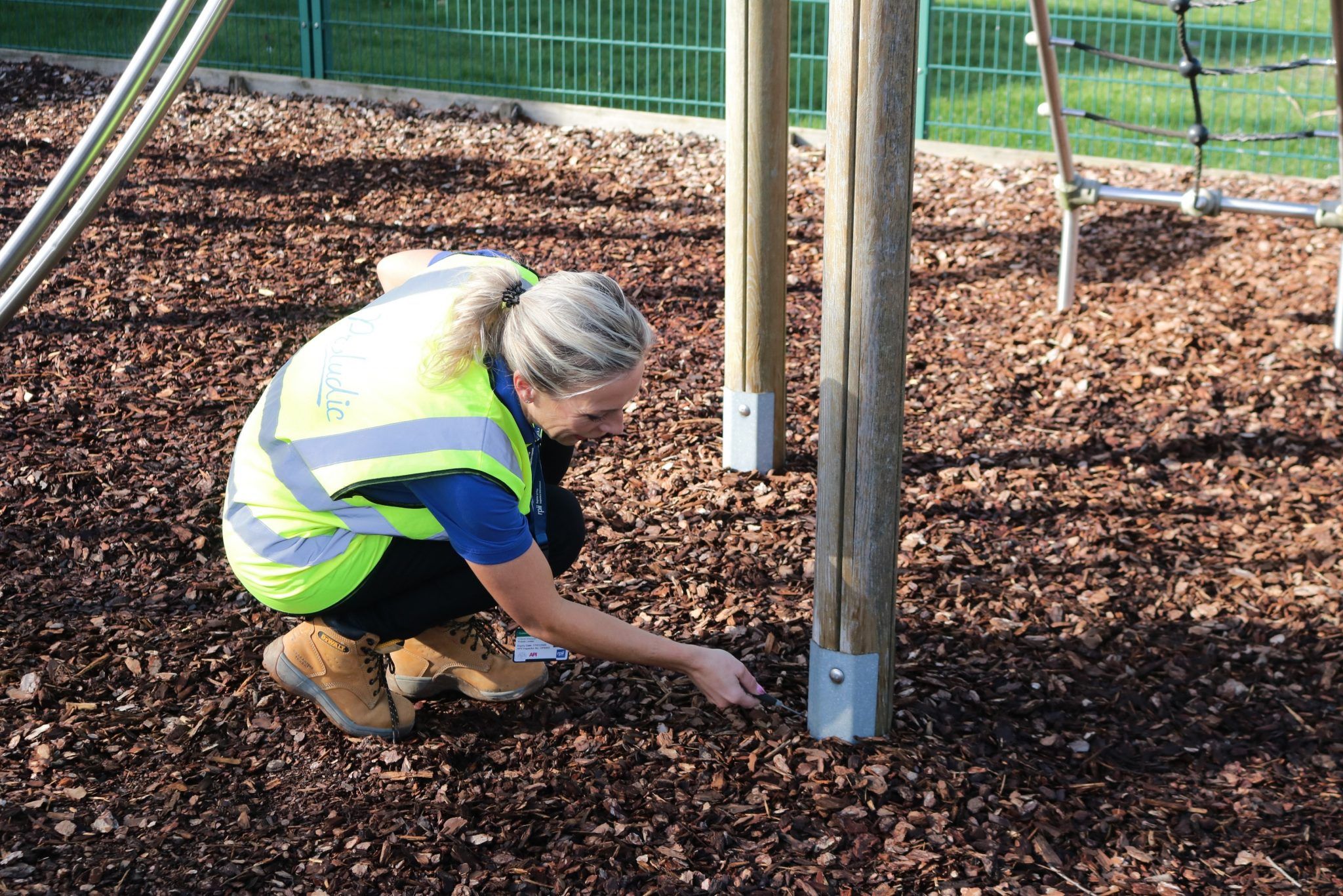 Our aftersales team inspect the posts on multiplay units.