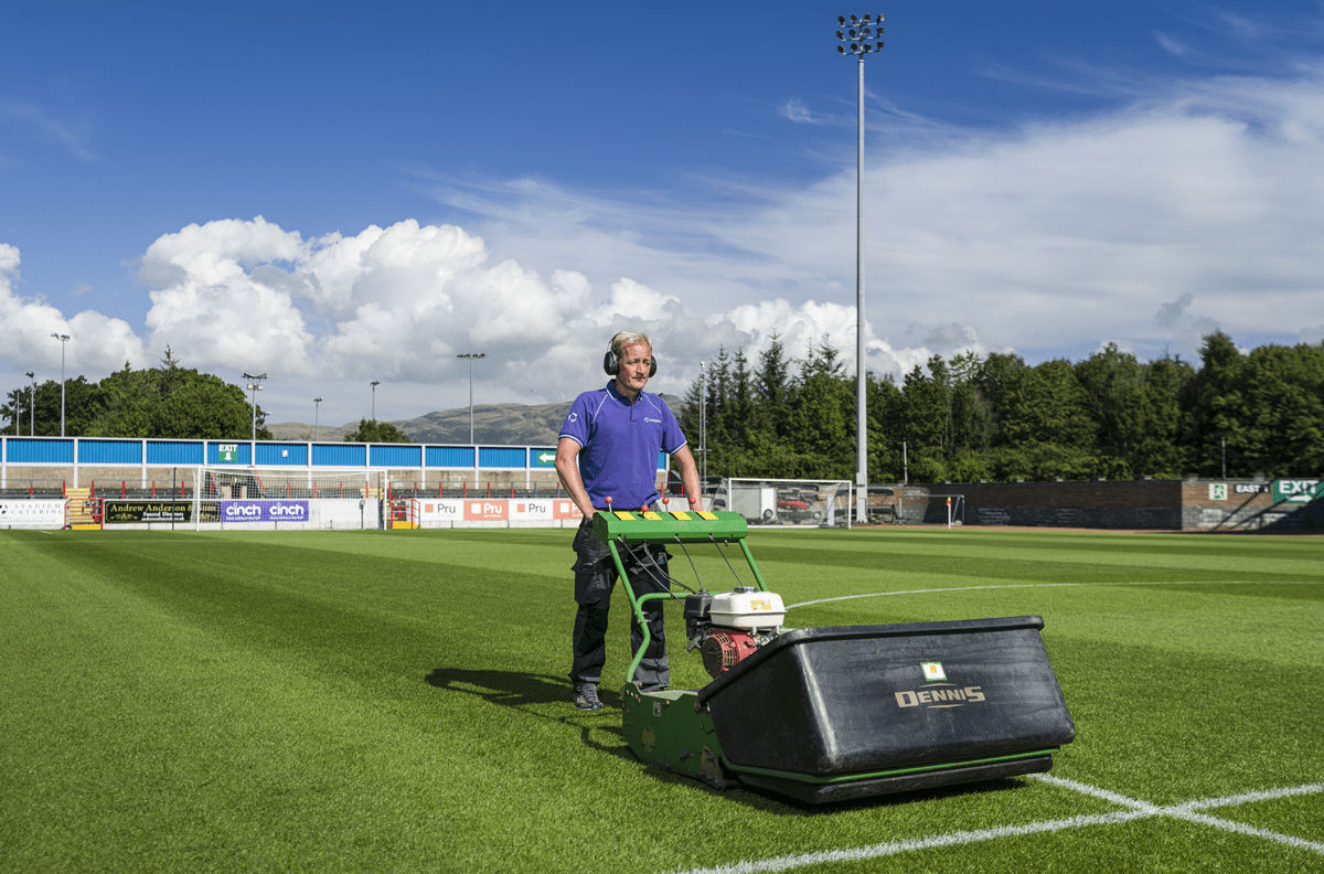 Football pitch grass cutting