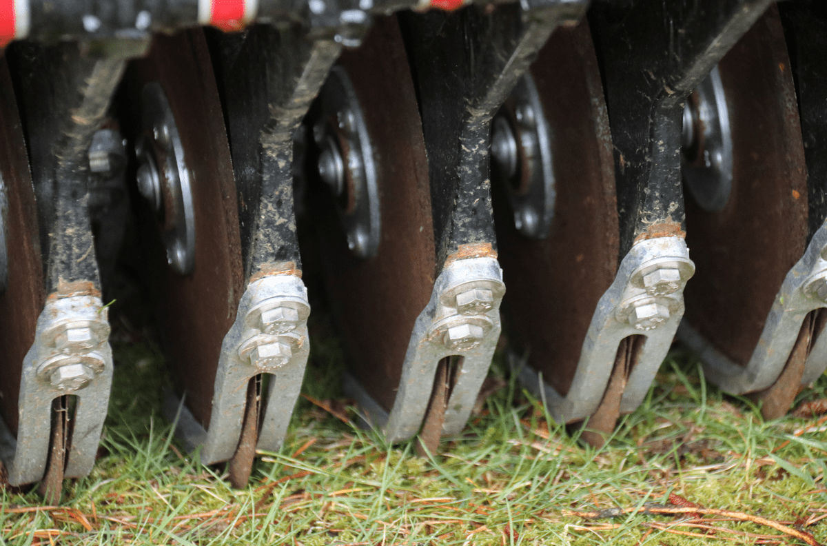 Disc seeder football pitch maintenance