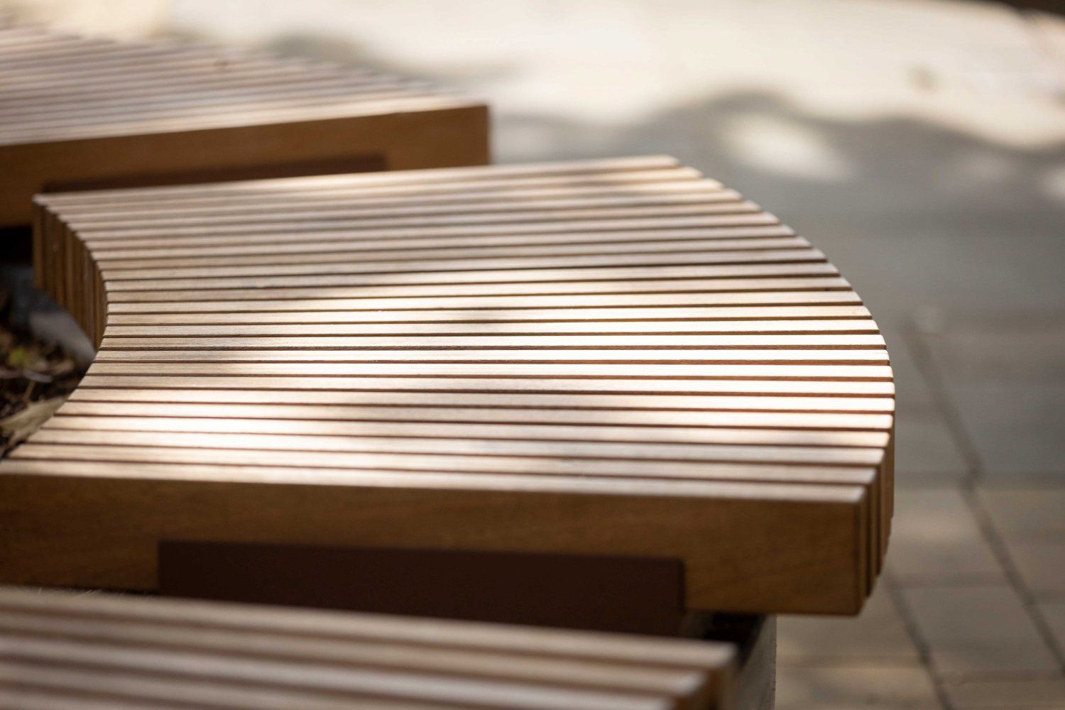 Timber slats on Railroad bench