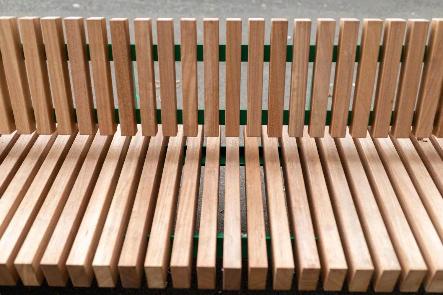 Timber slats on Railroad bench