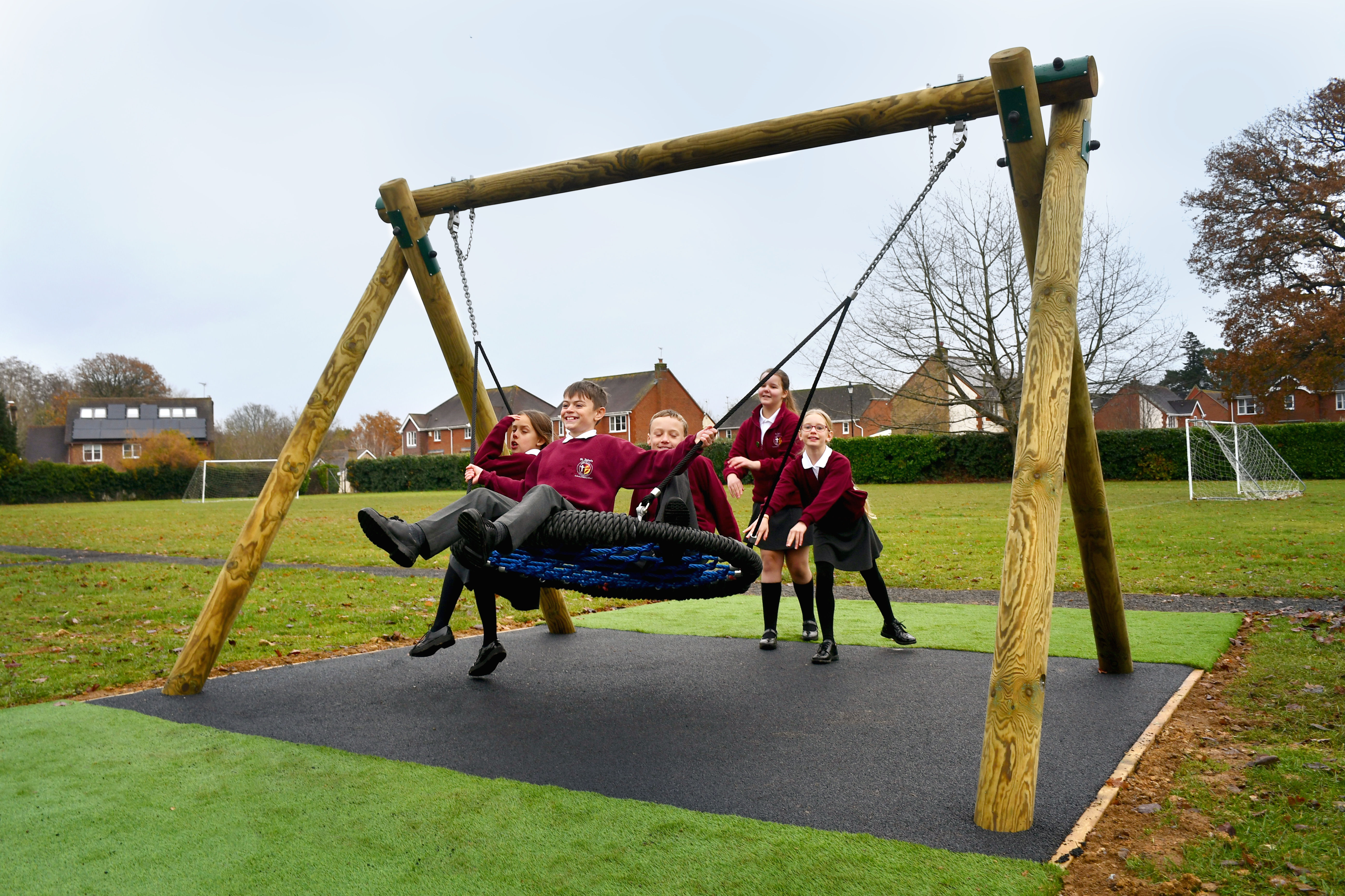 Log Swing with Basket Seat