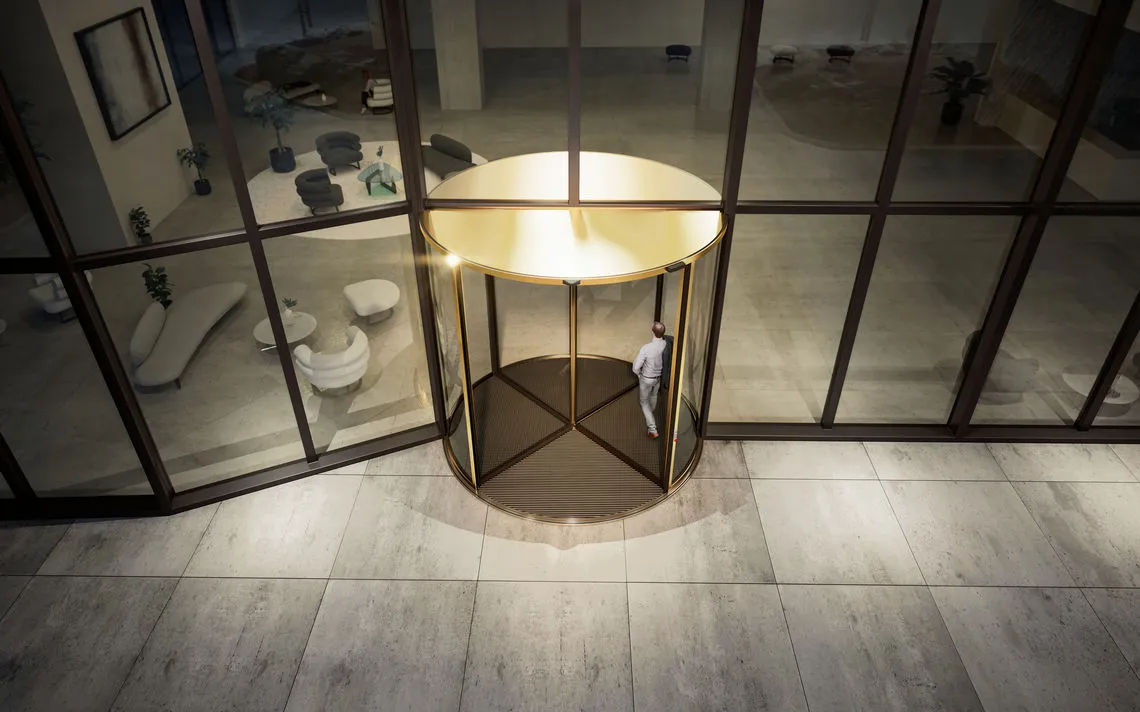 Revo.PRIME automatic revolving door system for 3- or 4-leaf doors