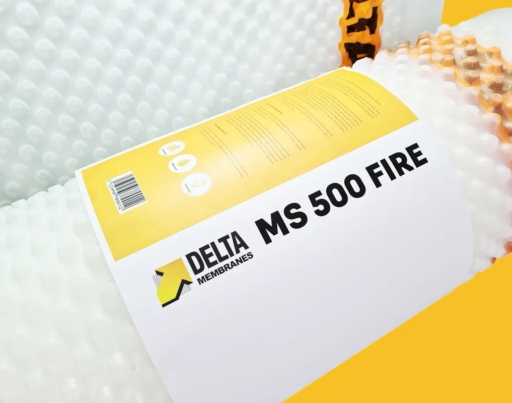 Delta MS 500 Fire - fire-retardant Type C cavity drain membrane