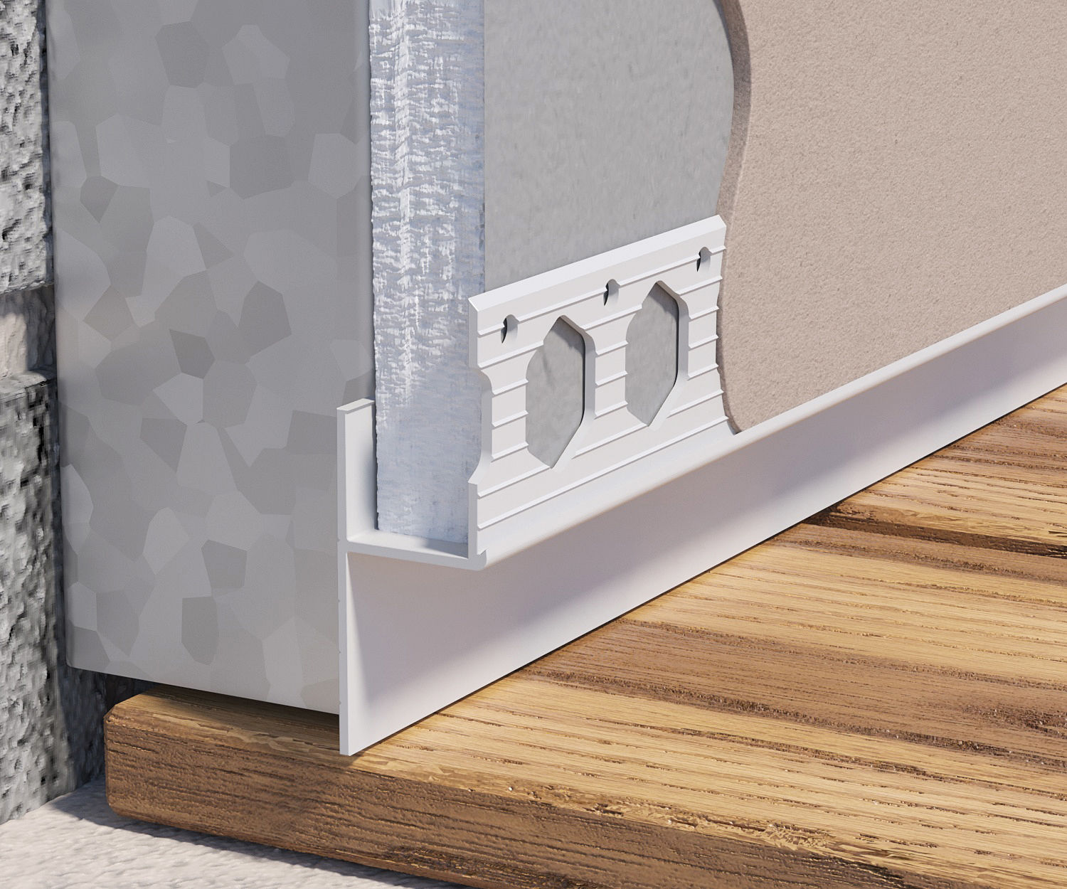 Renderplas shadow gap beads in situ