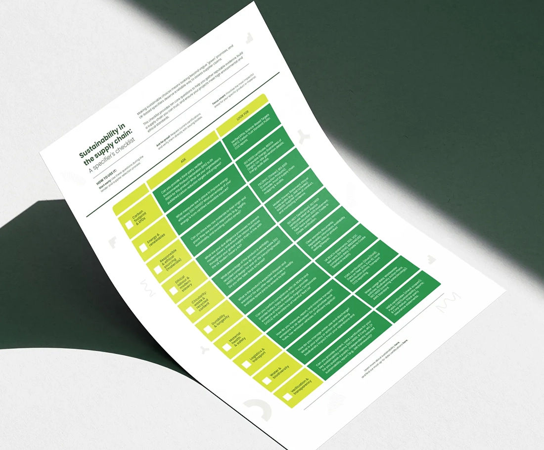 Sustainability in the supply chain: A specifier's checklist