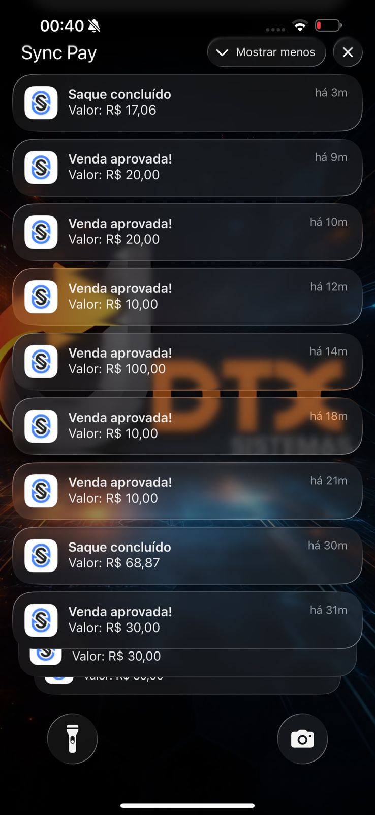 Tela do app - notificações