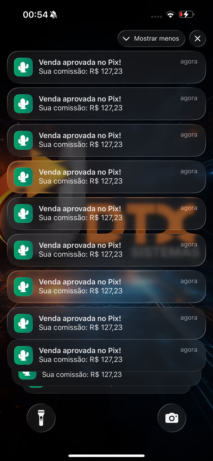 Tela do app - notificações