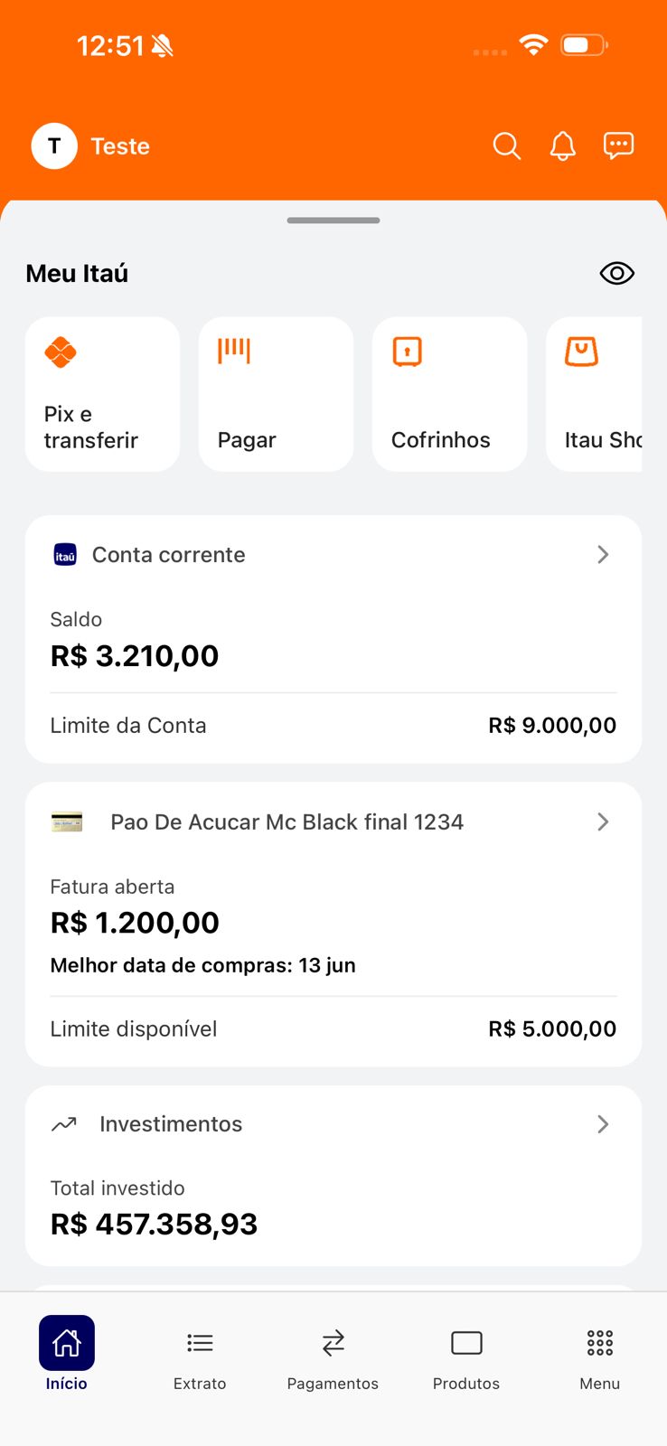 Tela do app - dashboard