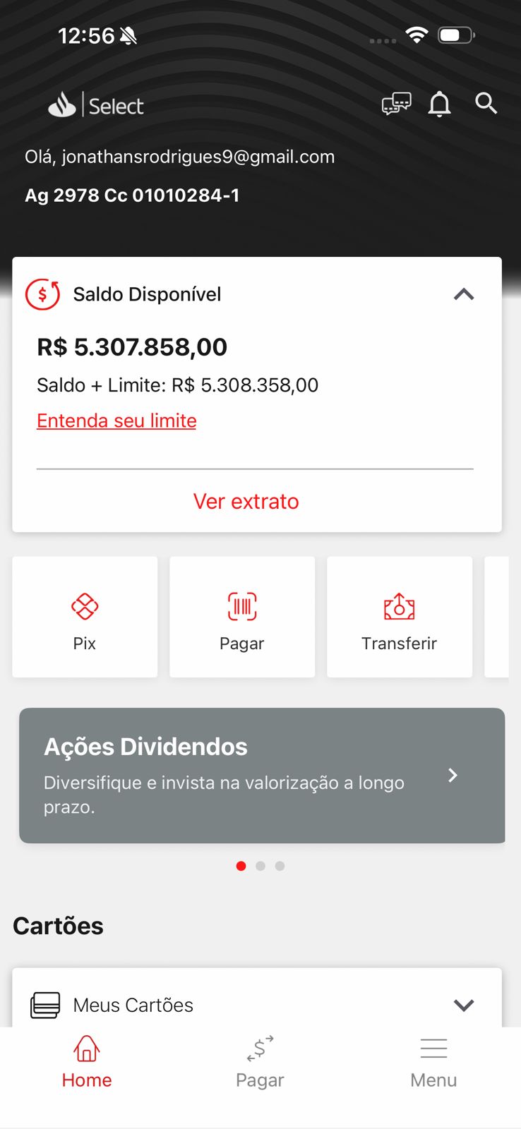 Tela do app - dashboard