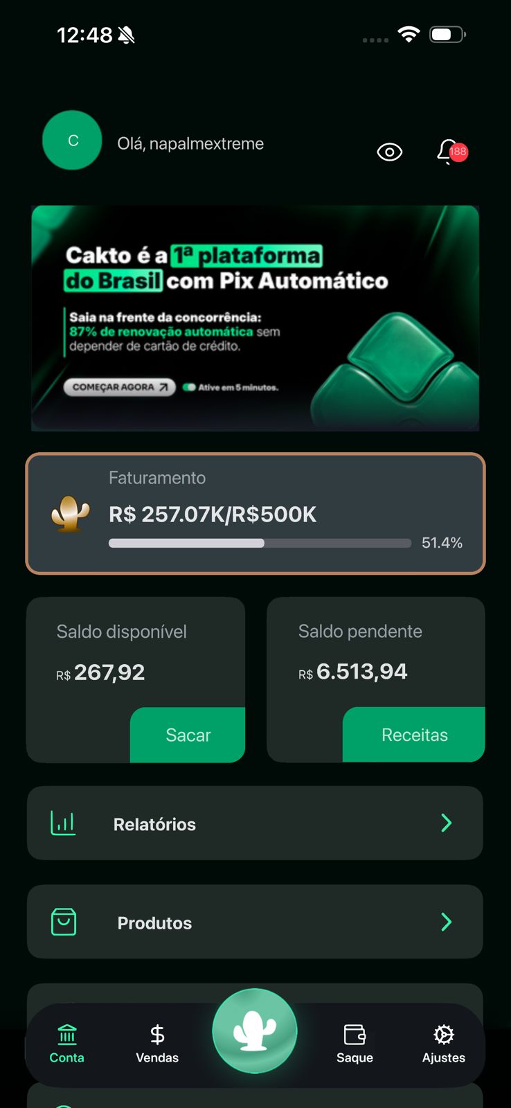 Tela do app - dashboard