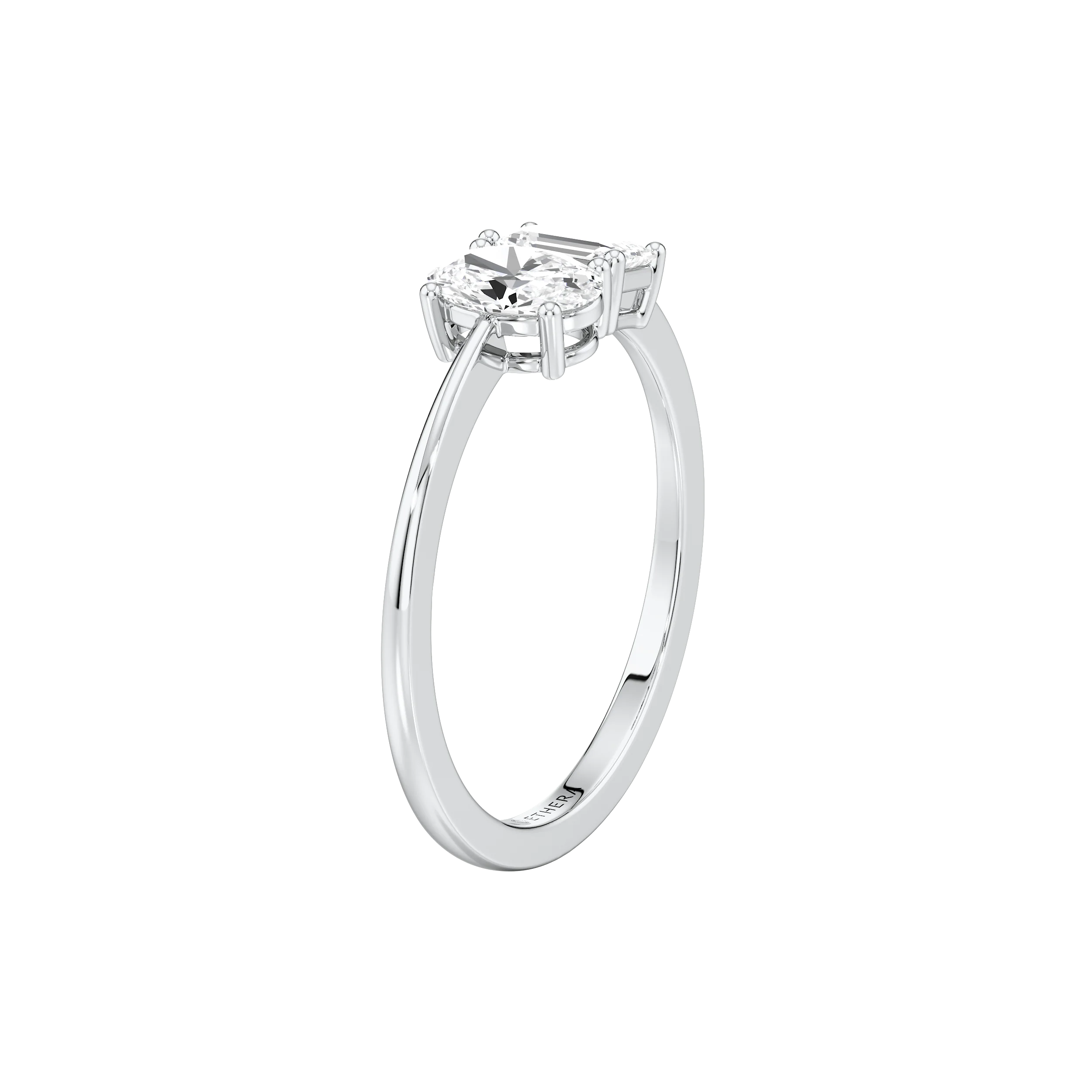 Buy Twin Spark Ring with Oval and Emerald Diamonds | Ethera