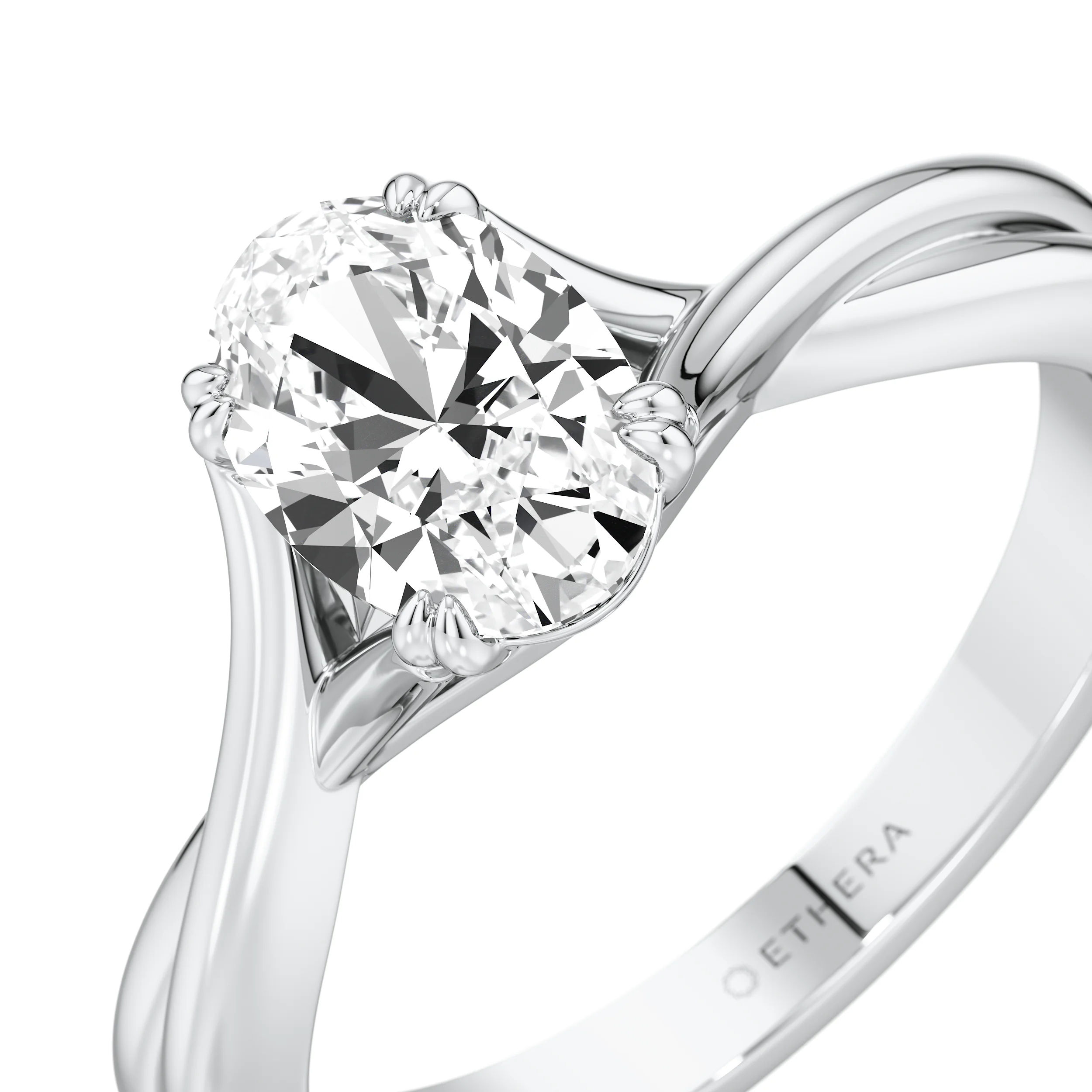 Ribbon Curve Oval Ring 5