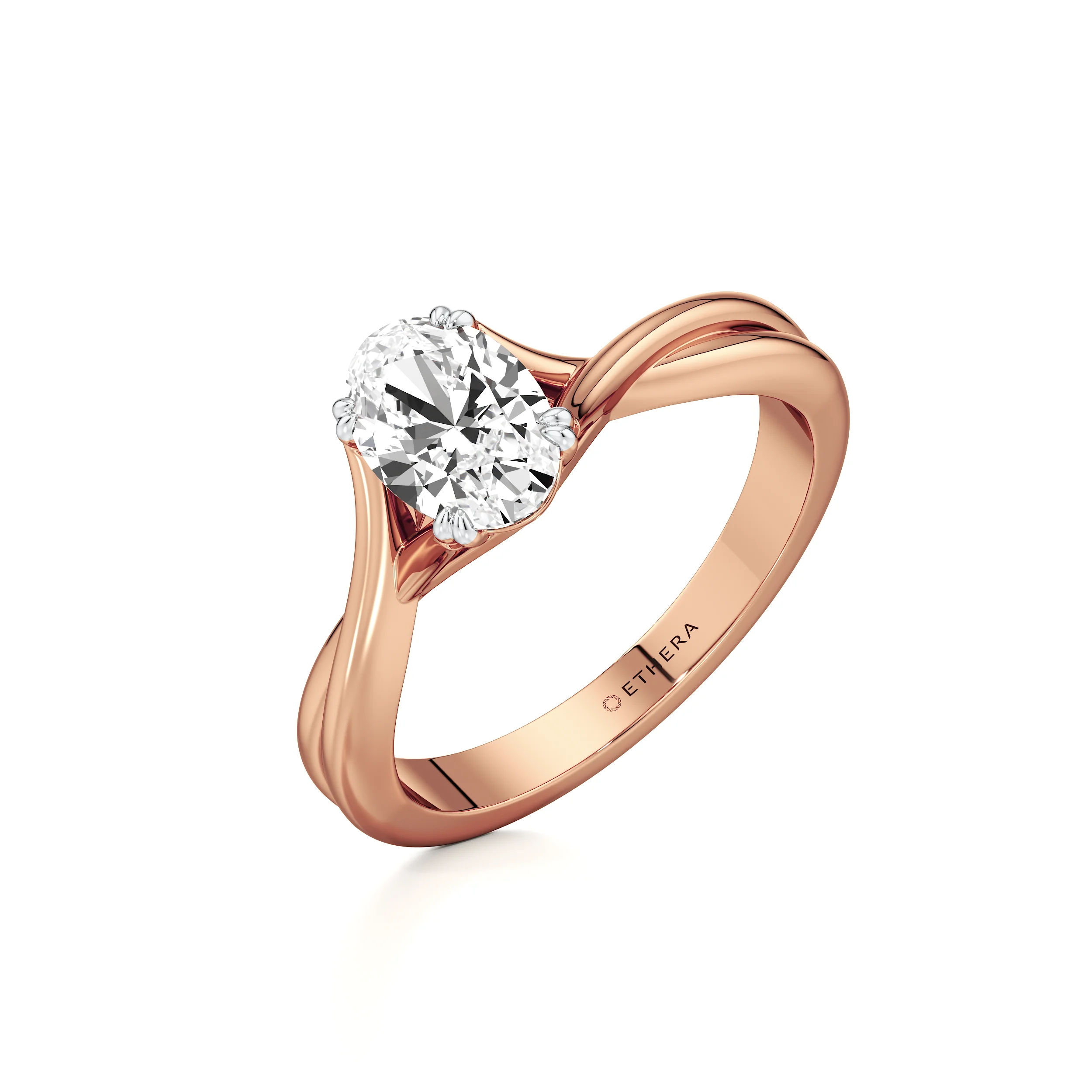 Ribbon Curve Oval Ring 8