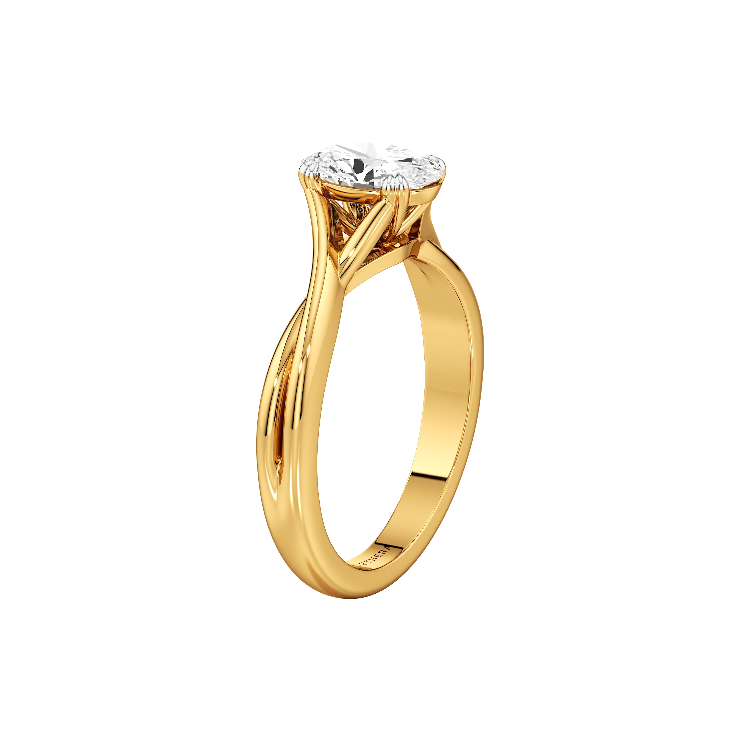 Ribbon Curve Oval Ring 3