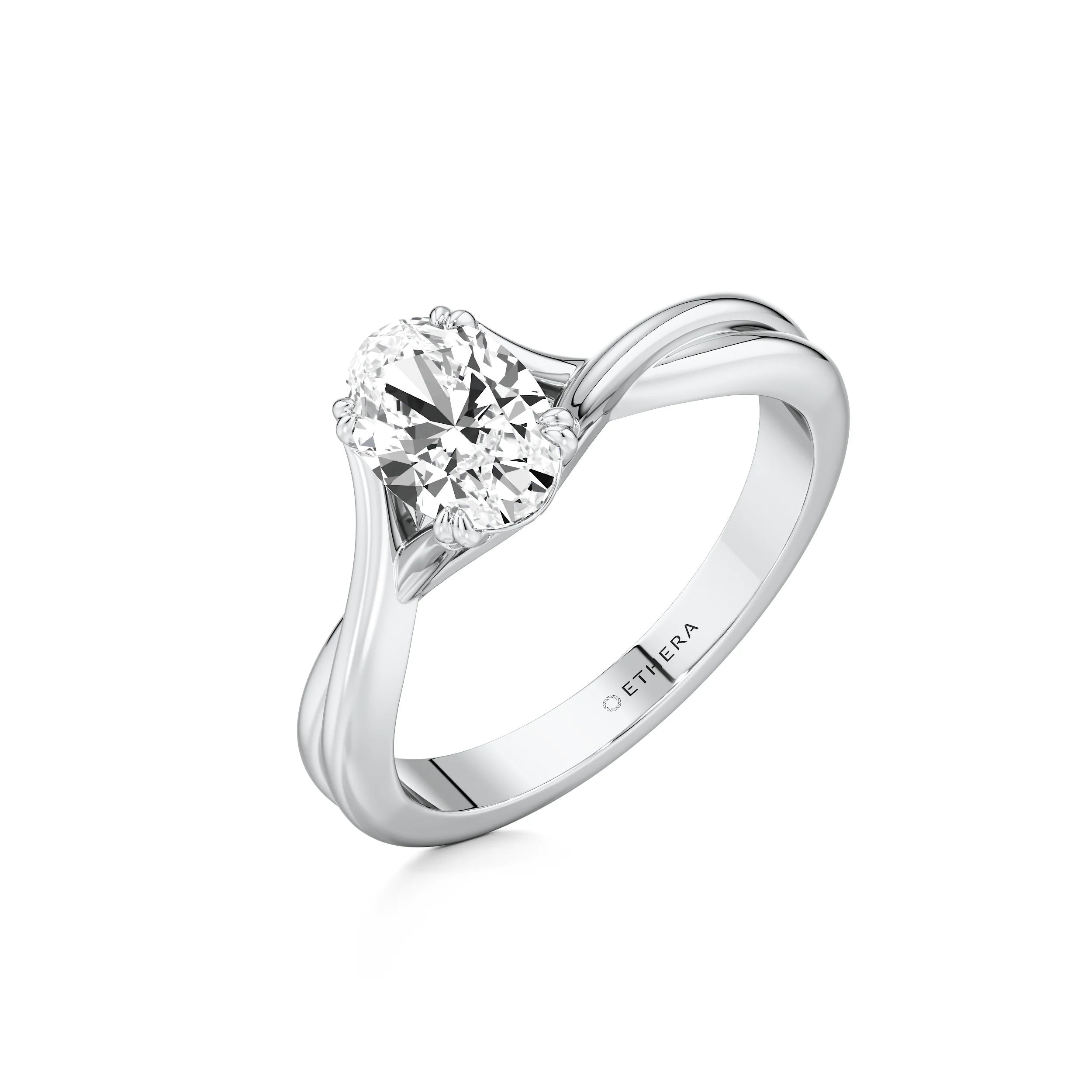 Ribbon Curve Oval Ring 4