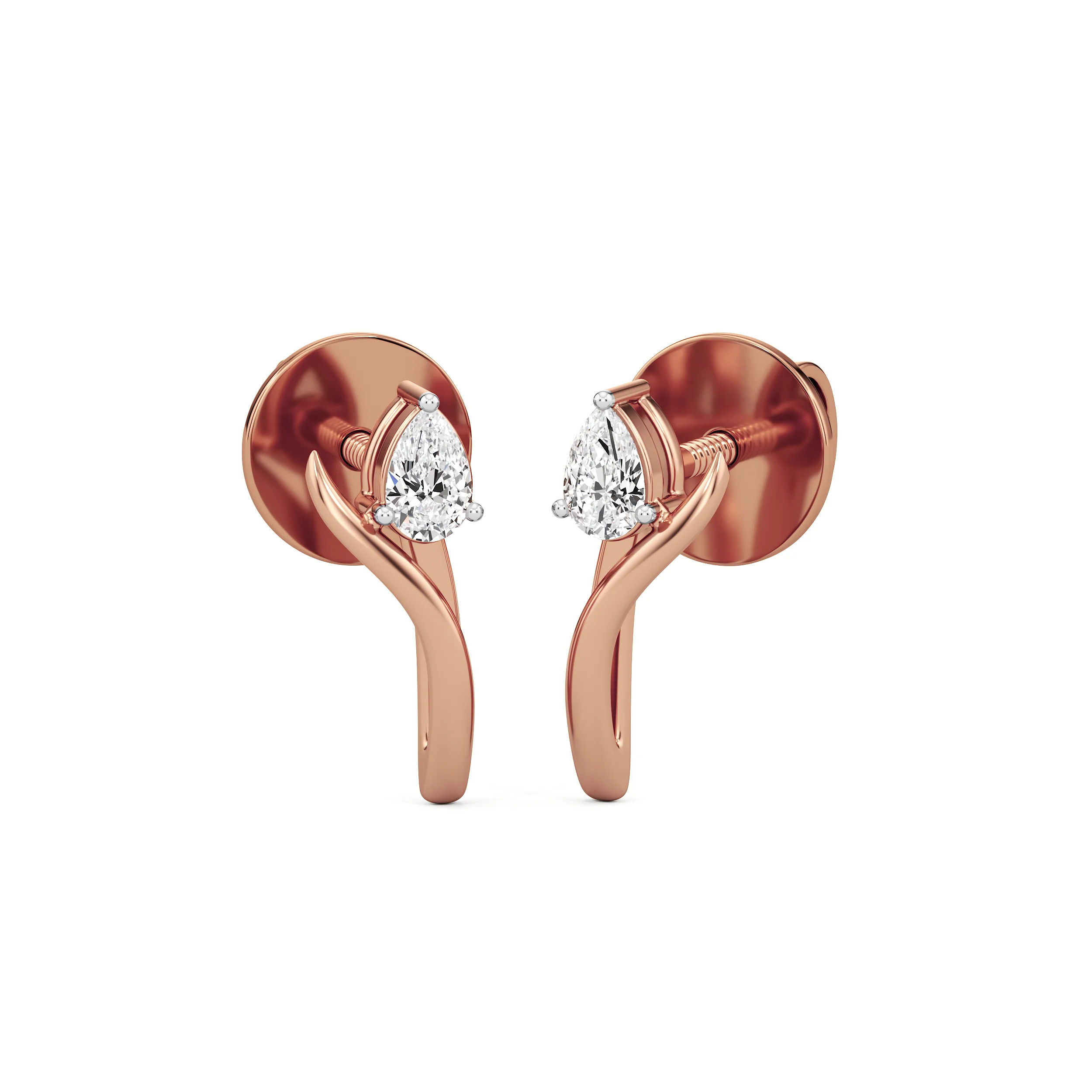 Sway Pear Diamond Studs 4