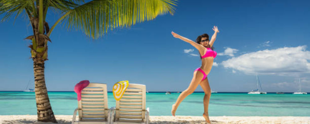 woman in saona island beach