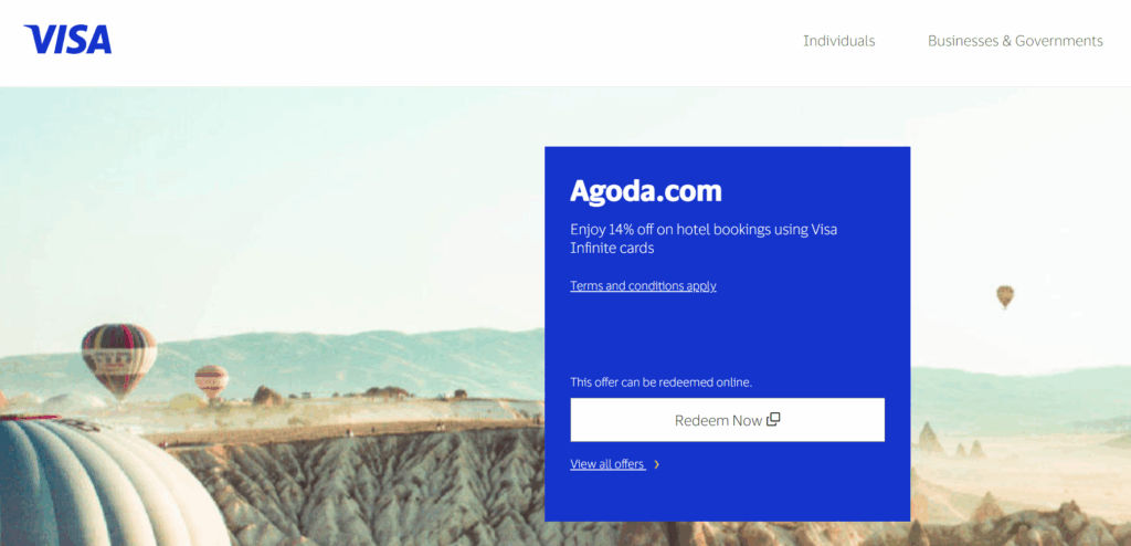 agoda 14% discount for visa