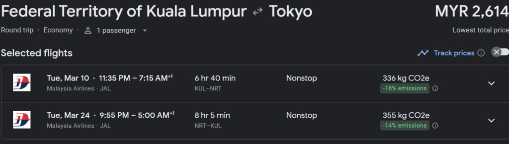 Maybank KrisFlyer Amex Platinum Credit Card Review 6 malaysia airlines flight to tokyo