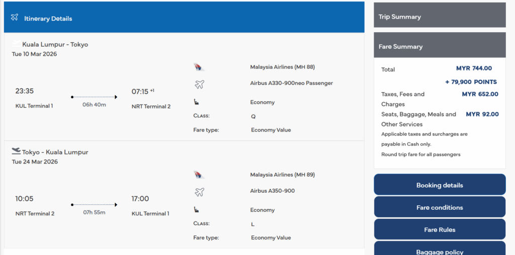 Maybank KrisFlyer Amex Platinum Credit Card Review 8 malaysia airlines flight with miles