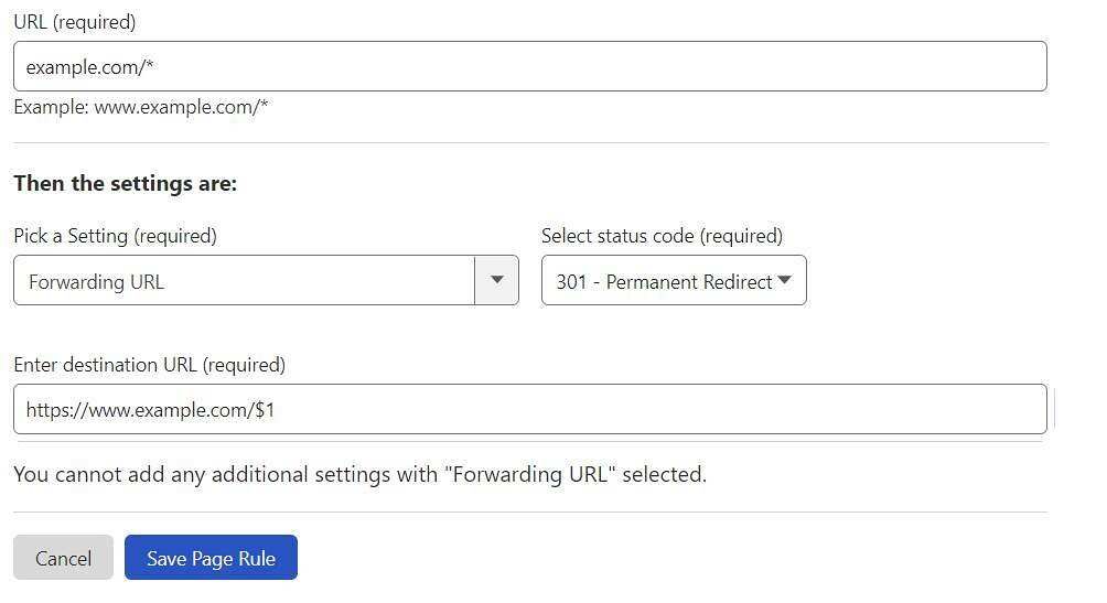 page rule for redirect