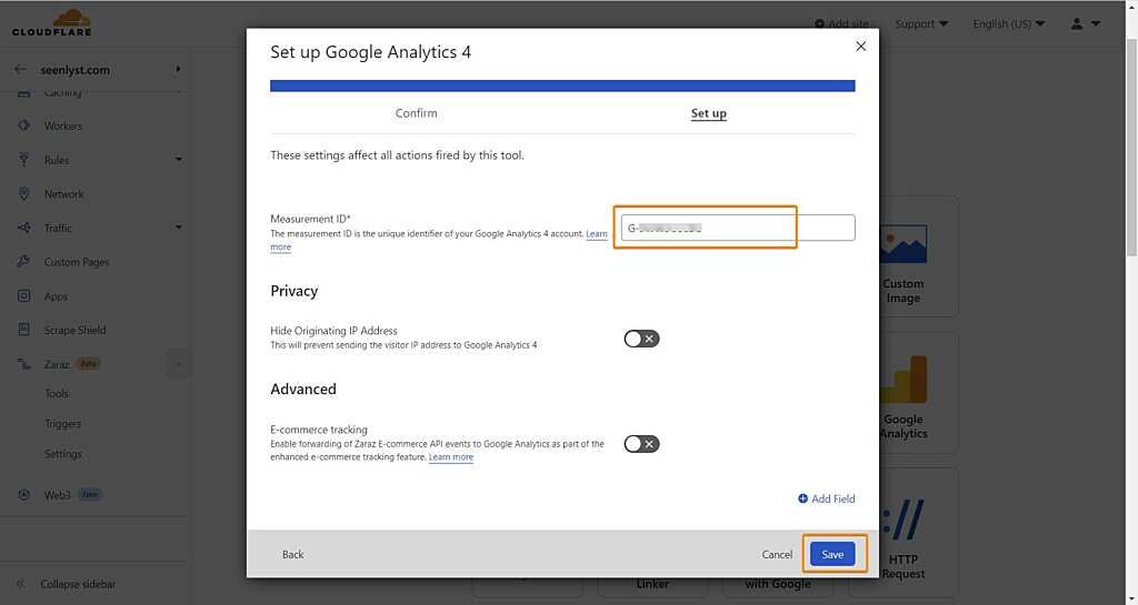 cloudflare zaraz google analytics 4