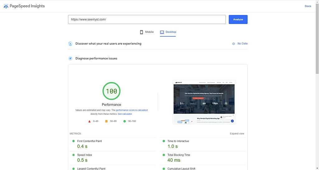 Google Pagespeed Insights