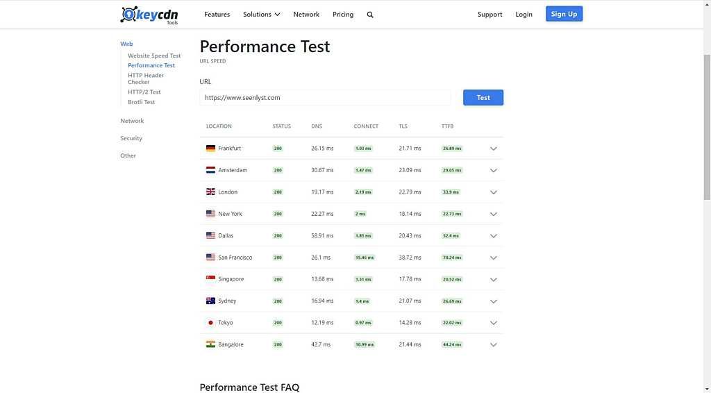 keycdn performance test tool