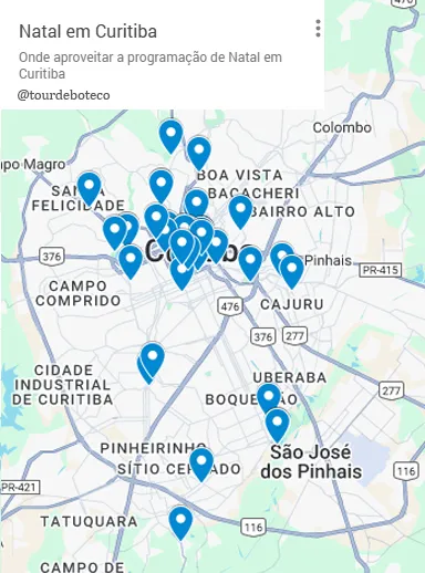 mapa do natal em curitiba