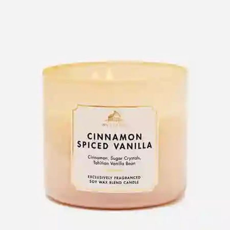 Bath & Body Works Cinnamon Spiced Vanilla 3-Wick Scented Candle - Euphoria Glam 