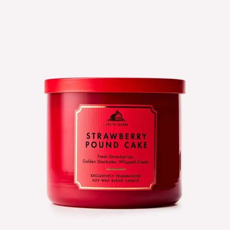 Strawberry Pound Cake 3-Wick Scented Candle - Bath & Body Works  - Euphoria Glam 