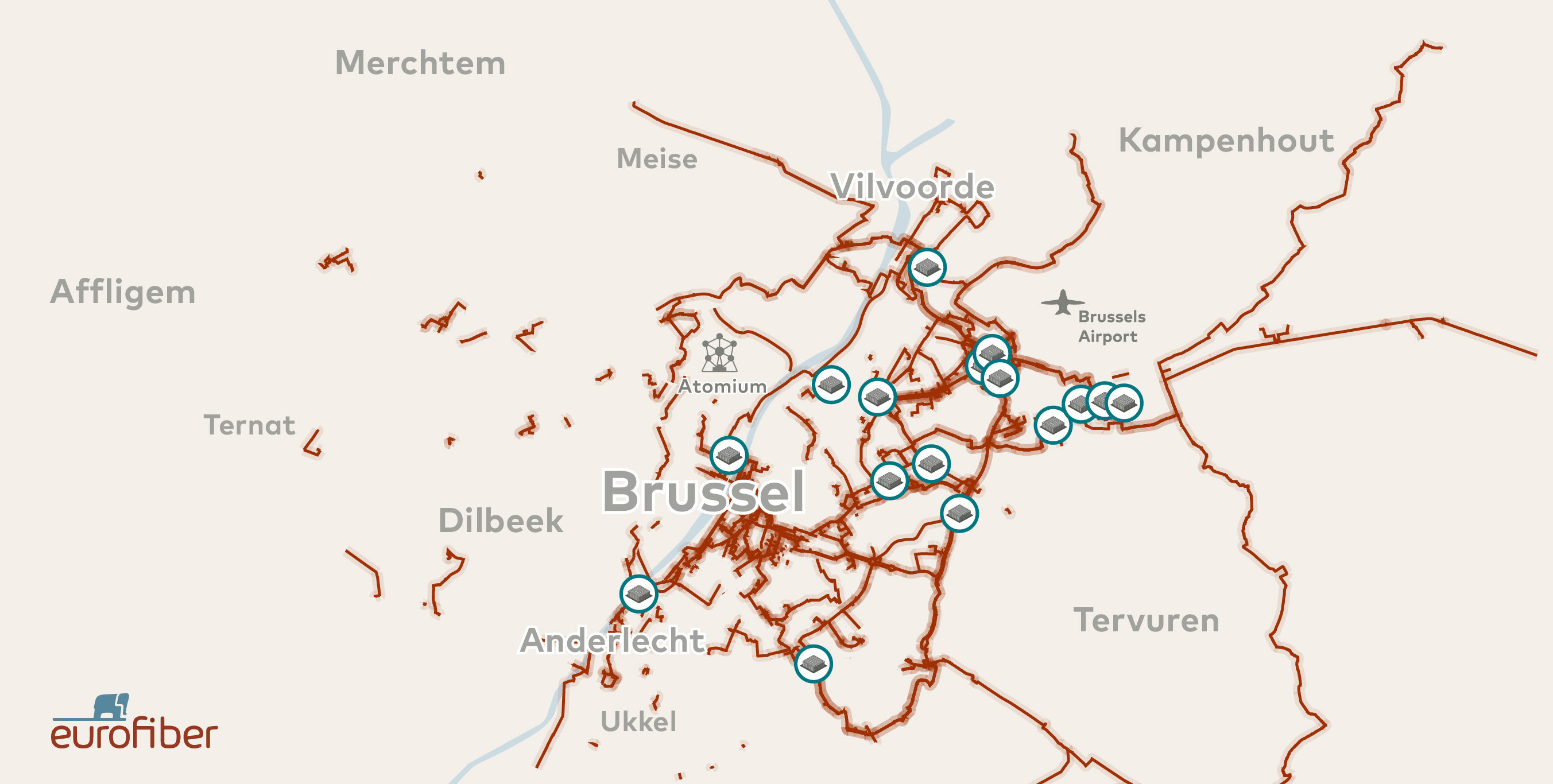 Metro Region Brussels Fiber optic - Eurofiber%20Netwerk%20map%20Brussel 1 
