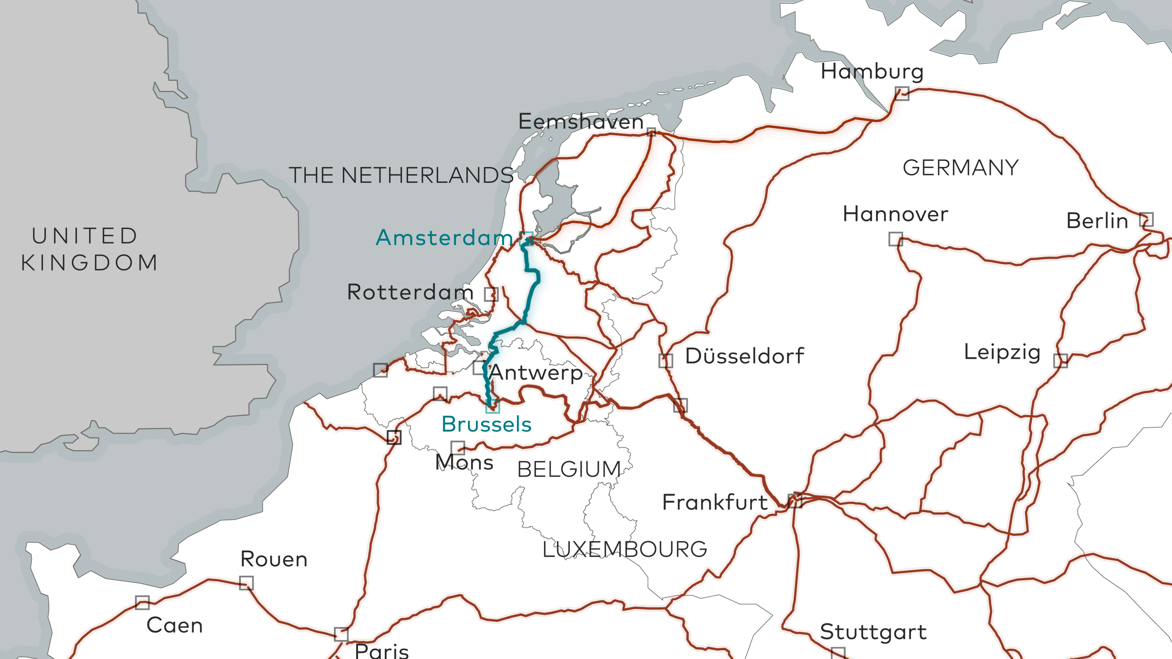 Eurofiber route Amsterdam Hamburg