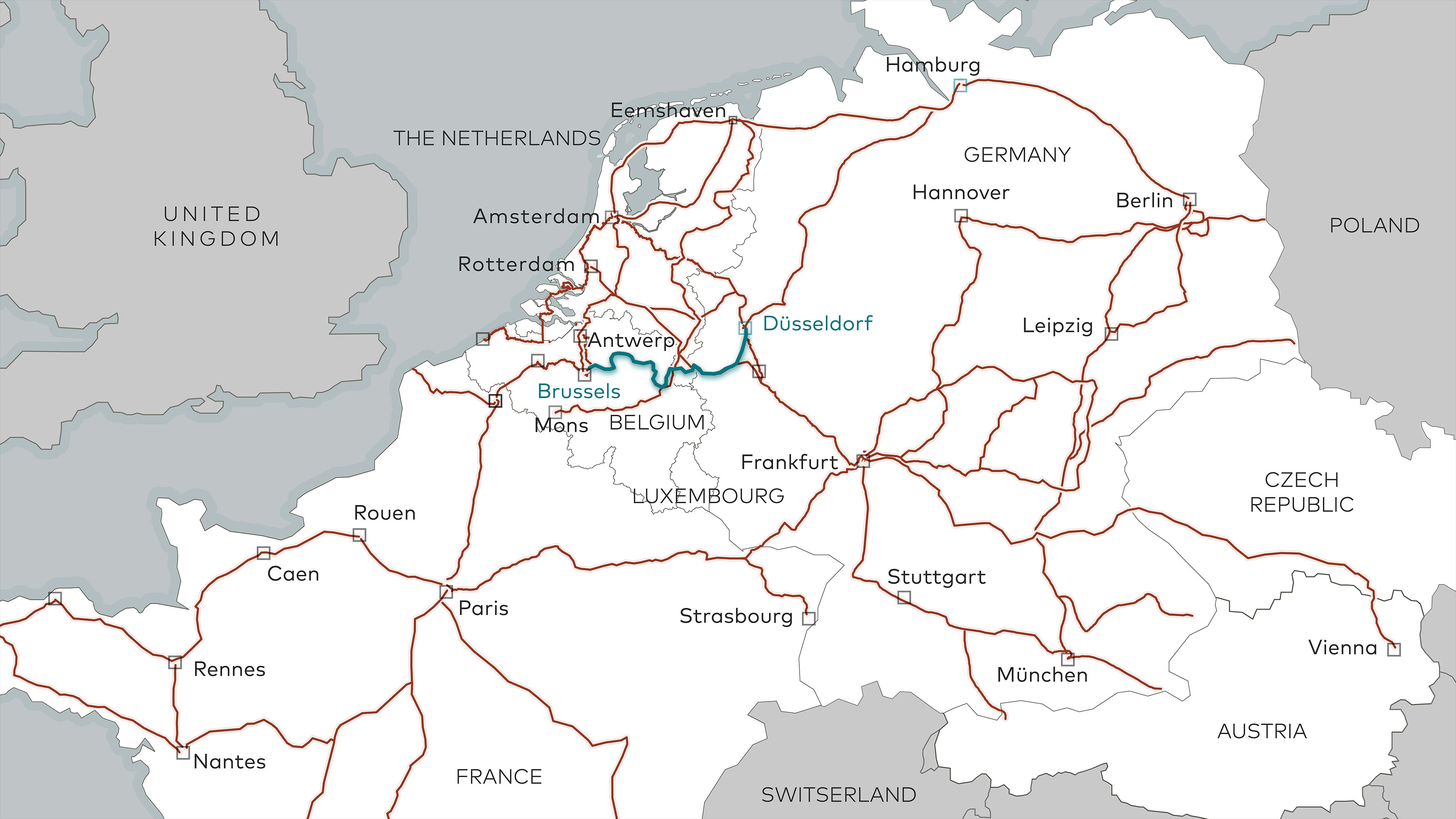 Eurofiber route Brussel - Dusseldorf